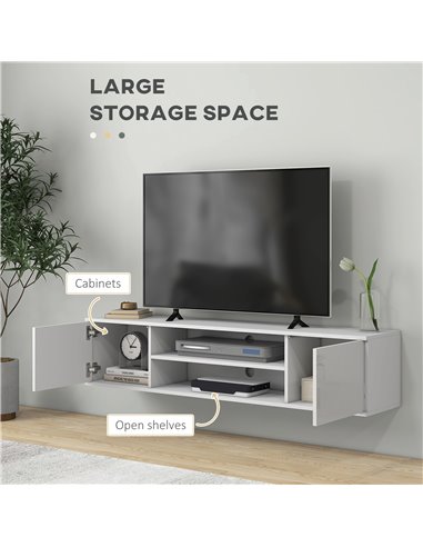 HOMCOM Floating TV Stand Cabinet for TVs up to 60", White 839-771V00WT