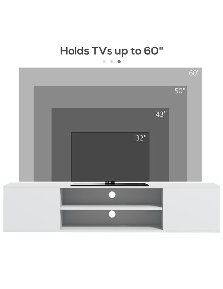 HOMCOM Floating TV Stand Cabinet for TVs up to 60" with Open Shelf, Storage Cupboards, Cable Management, White - pic 27922 | FastDaddyshop