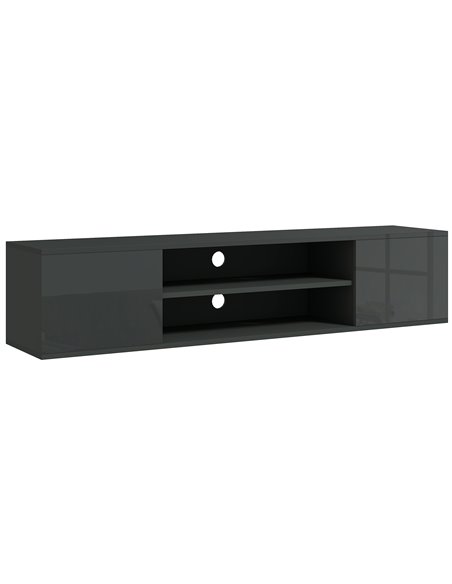 HOMCOM Floating TV Stand Cabinet for TVs up to 60" with Open Shelf, Storage Cupboards and Cable Management, Grey - pic 27924 | FastDaddyshop