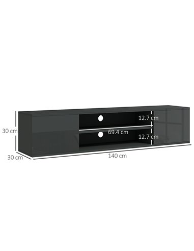 HOMCOM Floating TV Stand Cabinet for TVs up to 60" with Open Shelf, Storage Cupboards and Cable Management, Grey