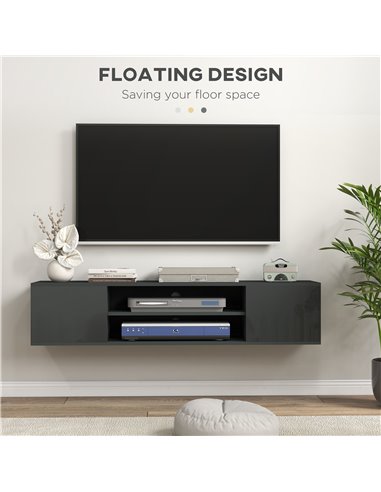 HOMCOM Floating TV Stand Cabinet for TVs up to 60", Grey 839-771V00GY