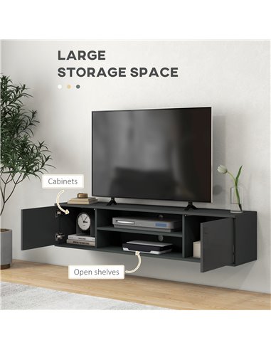 HOMCOM Floating TV Stand Cabinet for TVs up to 60", Grey 839-771V00GY
