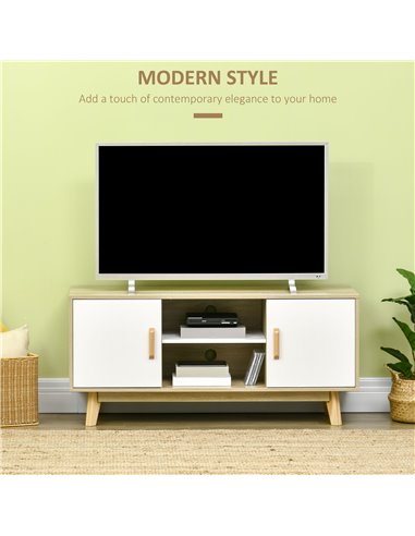 HOMCOM Modern TV Cabinet, TV Stand for 55" TVs, Natural 839-224