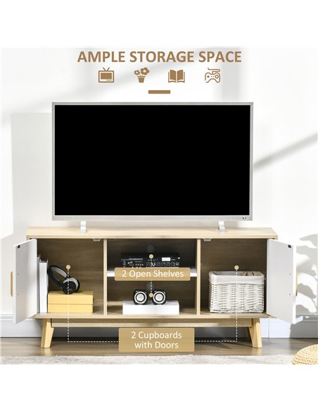 HOMCOM Modern TV Cabinet, TV Stand for 55" TVs, Natural 839-224 - pic 27946 | FastDaddyshop