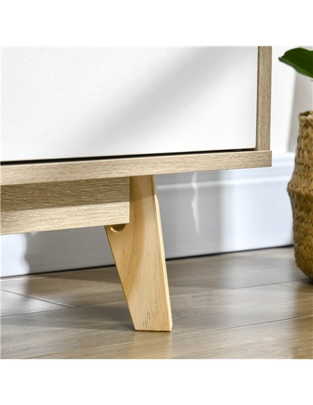 HOMCOM Modern TV Cabinet, TV Stand with Storage Shelves and Doors for 55" TVs for Living Room, Bedroom, Natural - pic 27949 | FastDaddyshop