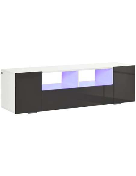HOMCOM Modern TV Stand Unit for TVs up to 60" with LED Lights, Storage Shelves and Cupboards, 137cmx35cmx42cm, Grey - pic 27951 | FastDaddyshop