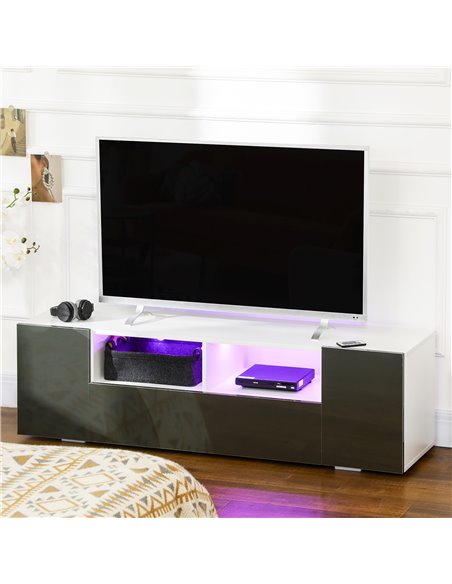 HOMCOM Modern TV Stand Unit for TVs up to 60" with LED Lights, Storage Shelves and Cupboards, 137cmx35cmx42cm, Grey - pic 27952 | FastDaddyshop