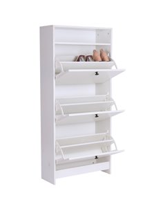 HOMCOM Shoe Storage Cabinet With 3 Drawers, Chipboard-White