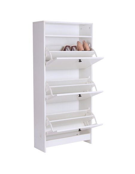 HOMCOM Shoe Storage Cabinet With 3 Drawers, Chipboard-White - pic 27960 | FastDaddyshop