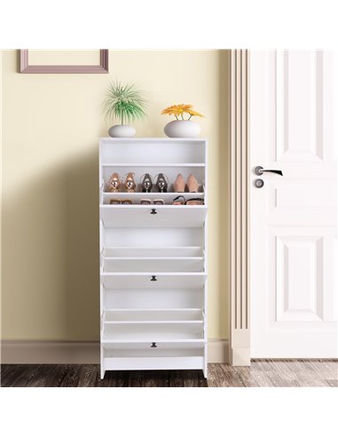 HOMCOM Shoe Storage Cabinet With 3 Drawers, Chipboard-White