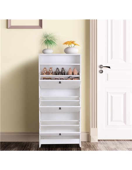 HOMCOM Shoe Storage Cabinet With 3 Drawers, Chipboard-White - pic 27961 | FastDaddyshop