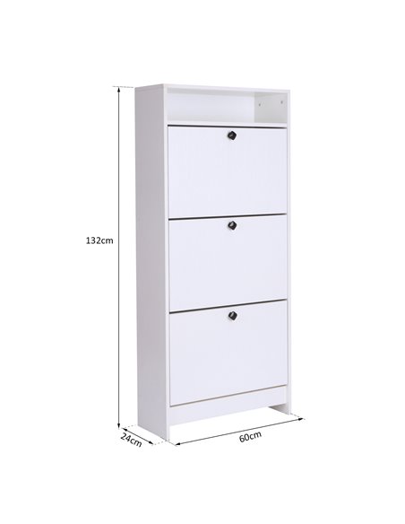 HOMCOM Shoe Storage Cabinet With 3 Drawers, Chipboard-White - pic 27962 | FastDaddyshop