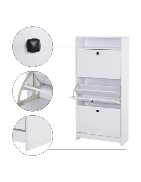 HOMCOM Shoe Storage Cabinet With 3 Drawers, Chipboard-White - pic 27965 | FastDaddyshop