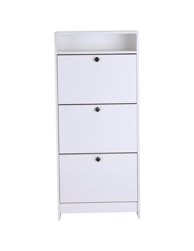 HOMCOM Shoe Storage Cabinet With 3 Drawers, Chipboard-White