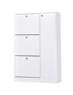 HOMCOM 4 Compartment Shoe Storage Cabinet with Shelves, White 833-293V01