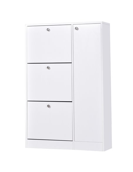 HOMCOM 4 Compartment Shoe Storage Cabinet with Shelves, White 833-293V01 - pic 27978 | FastDaddyshop