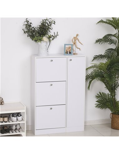 HOMCOM 4 Compartment Shoe Storage Cabinet with Shelves, White 833-293V01