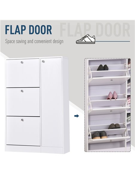 HOMCOM 4 Compartment Shoe Storage Cabinet with Shelves, White 833-293V01 - pic 27981 | FastDaddyshop