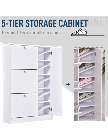 HOMCOM 4 Compartment Shoe Storage Cabinet with Shelves, White 833-293V01 - pic 27983 | FastDaddyshop