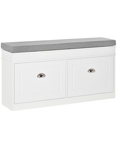 HOMCOM Shoe Storage Bench, Cabinet Organizer with 2 Drawers, Adjustable Shelf, White