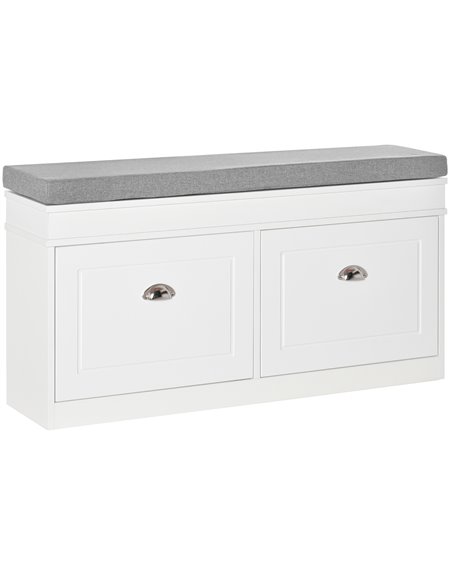 HOMCOM Shoe Storage Bench, Cabinet Organizer with 2 Drawers, Adjustable Shelf, White - pic 27987 | FastDaddyshop