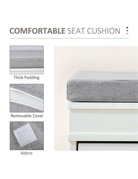 HOMCOM Shoe Storage Bench, Cabinet Organizer with 2 Drawers, Adjustable Shelf, White - pic 27992 | FastDaddyshop