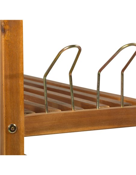 HOMCOM 5-Tier Shoe Rack, Wooden Shoe Storage Organiser with Hangers, Holds up to 24 Pairs, Teak - pic 28012 | FastDaddyshop