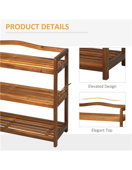 HOMCOM 3-Tier Shoe Rack, Wooden Shoe Storage Organiser, Teak 833-439V01 - pic 28018 | FastDaddyshop