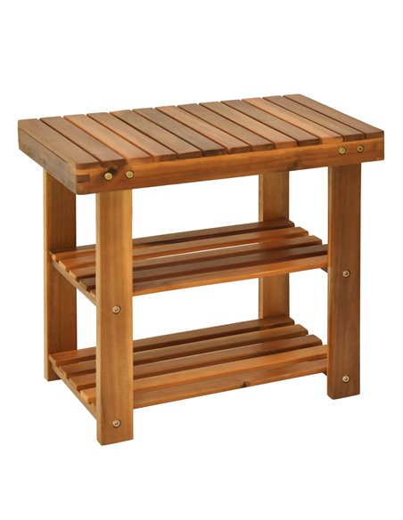 HOMCOM Wood Shoe Bench, 3-Tier Shoe Storage Rack, Teak 833-441V01 - pic 28023 | FastDaddyshop