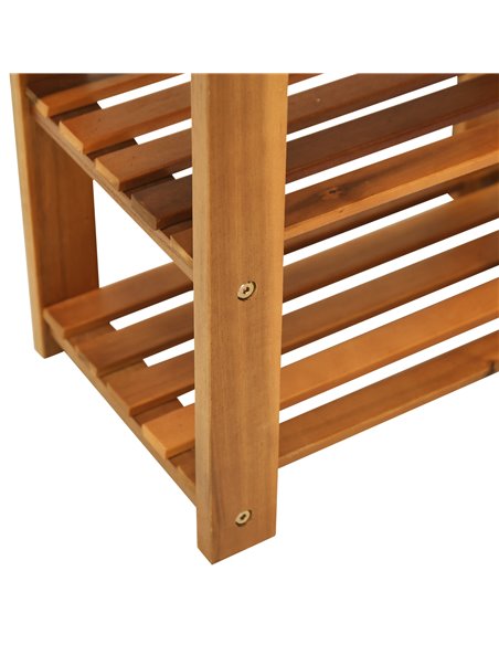HOMCOM Wood Shoe Bench, 3-Tier Shoe Storage Rack, Teak 833-441V01 - pic 28030 | FastDaddyshop
