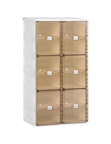 HOMCOM Plastic Shoe Storage Cabinet, Portable Cube Shoe Storage Organizer, White and Brown - pic 28032 | FastDaddyshop
