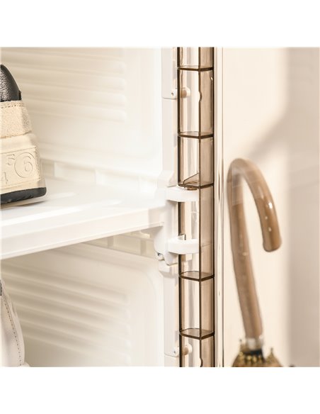 HOMCOM Plastic Shoe Storage Cabinet, Portable Cube Shoe Storage Organizer, White and Brown - pic 28040 | FastDaddyshop
