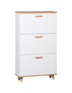 HOMCOM 12 Pair of Shoes Narrow Shoe Cabinet, Slim Shoe Storage Cabinet with 3 Flip Drawers and Adjustable Shelves, White