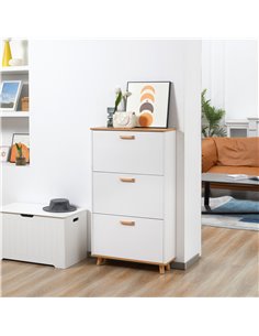HOMCOM 12 Pair of Shoes Narrow Shoe Cabinet, Slim Shoe Storage Cabinet with 3 Flip Drawers and Adjustable Shelves, White 2