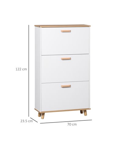 HOMCOM 12 Pair of Shoes Narrow Shoe Cabinet, Slim Shoe Storage Cabinet with 3 Flip Drawers and Adjustable Shelves, White