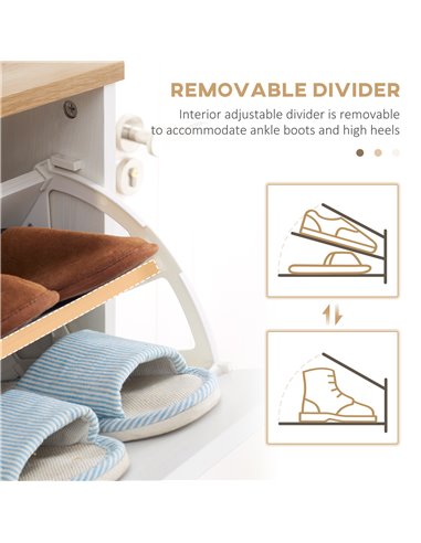 HOMCOM 12 Pair of Shoes Narrow Shoe Cabinet, Slim Shoe Storage Cabinet with 3 Flip Drawers and Adjustable Shelves, White