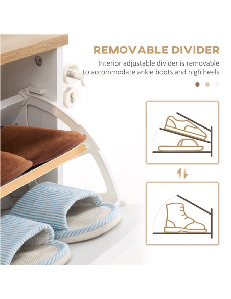 HOMCOM 12 Pair of Shoes Narrow Shoe Cabinet, Slim Shoe Storage Cabinet with 3 Flip Drawers and Adjustable Shelves, White - pic 28064 | FastDaddyshop