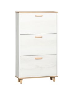HOMCOM 12 Pair of Shoes Narrow Shoe Cabinet, Slim Shoe Storage Cabinet with 3 Flip Drawers and Adjustable Shelves, White