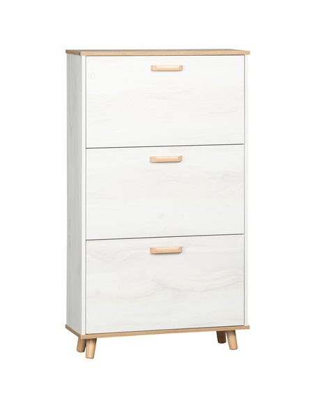 HOMCOM 12 Pair of Shoes Narrow Shoe Cabinet, Slim Shoe Storage Cabinet with 3 Flip Drawers and Adjustable Shelves, White - pic 28068 | FastDaddyshop