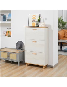 HOMCOM 12 Pair of Shoes Narrow Shoe Cabinet, Slim Shoe Storage Cabinet with 3 Flip Drawers and Adjustable Shelves, White 2