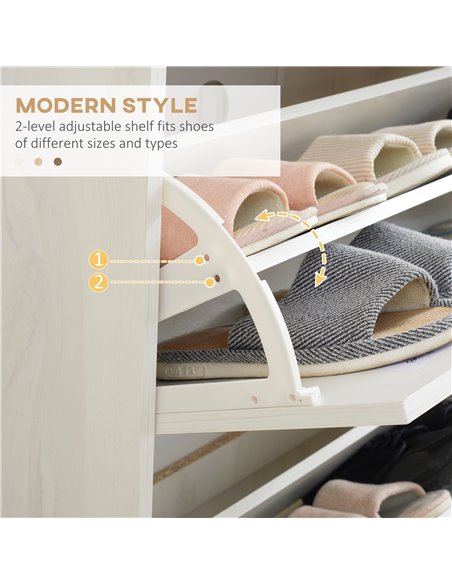 HOMCOM 12 Pair of Shoes Narrow Slim Shoe Cabinet, White 837-243 - pic 28072 | FastDaddyshop