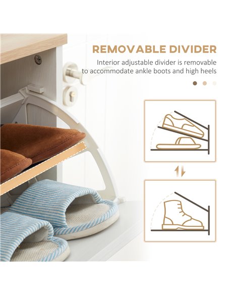 HOMCOM 12 Pair of Shoes Narrow Shoe Cabinet, Slim Shoe Storage Cabinet with 3 Flip Drawers and Adjustable Shelves, White - pic 28073 | FastDaddyshop