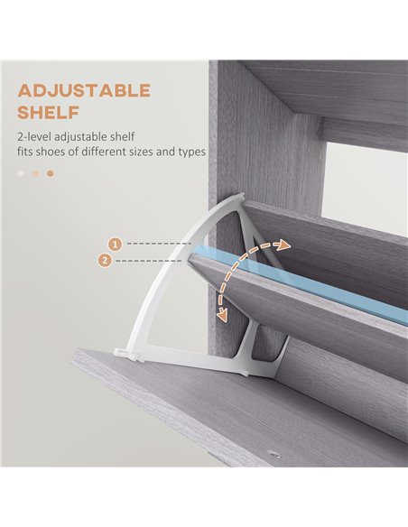HOMCOM 12 Pair of Shoes Narrow and Slim Shoe Storage Cabinet, Grey 837-396V80LG - pic 28081 | FastDaddyshop