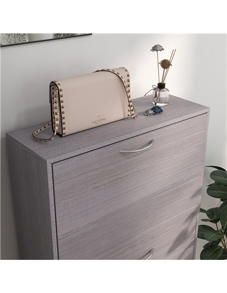 HOMCOM 12 Pair of Shoes Narrow and Slim Shoe Storage Cabinet with 3 Flip Drawers, Grey - pic 28084 | FastDaddyshop