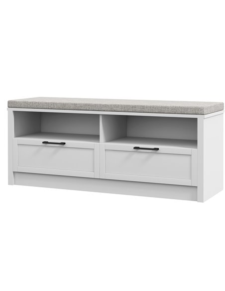 HOMCOM Shoe Storage Bench with Padded Seat, Open Compartments and Drawers, White and Grey - pic 28095 | FastDaddyshop