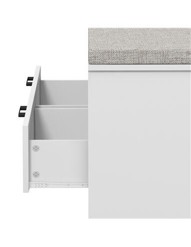 HOMCOM Shoe Storage Bench with Padded Seat, Open Compartments and Drawers, White and Grey