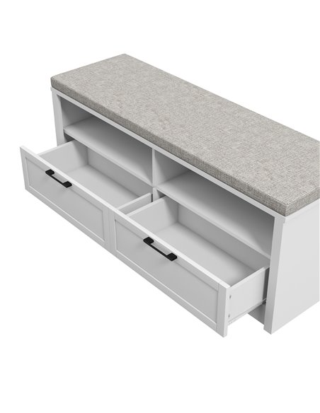 HOMCOM Shoe Storage Bench with Padded Seat, Open Compartments and Drawers, White and Grey - pic 28103 | FastDaddyshop