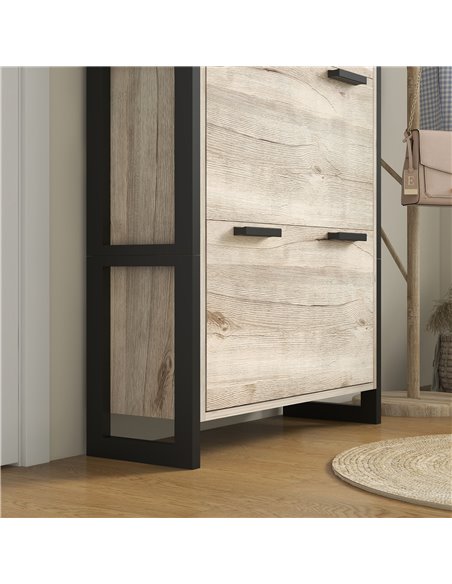 HOMCOM Shoe Storage Cabinet with 3 Flip Drawers Adjustable Shelf 18 Pairs Narrow Shoe Cupboard for Entryway Natural Wood-effect - pic 28112 | FastDaddyshop