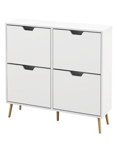 HOMCOM Shoe Storage Cabinet, 4 Flip Drawers, Shoe Organizer for 16 Pairs of Shoes, White
