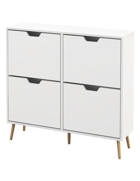 HOMCOM Shoe Storage Cabinet, 4 Flip Drawers, Shoe Organizer for 16 Pairs of Shoes, White - pic 28113 | FastDaddyshop